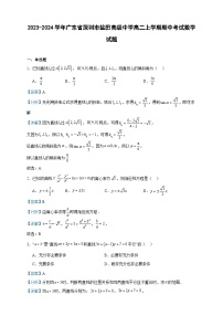 2023-2024学年广东省深圳市盐田高级中学高二上学期期中考试数学试题含答案