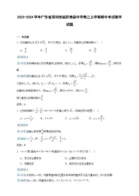 2023-2024学年广东省深圳市盐田高级中学高二上学期期中考试数学试题含答案