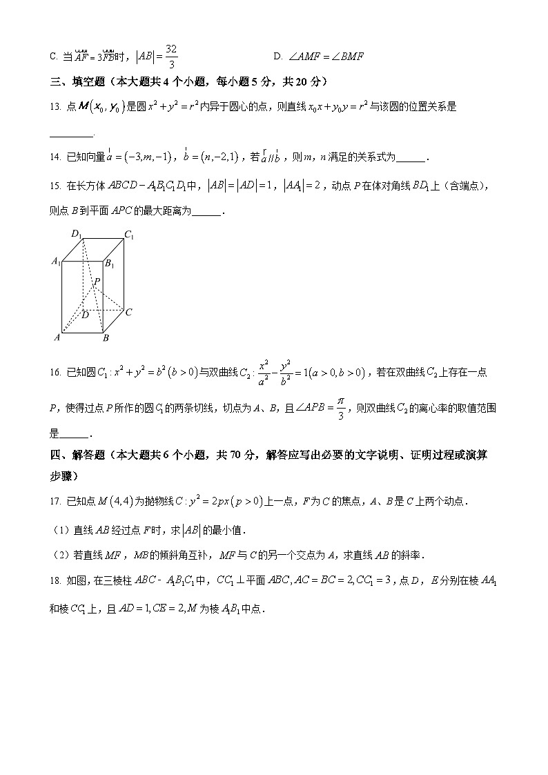 2024辽宁省实验中学高二上学期12月月考试题数学含解析03