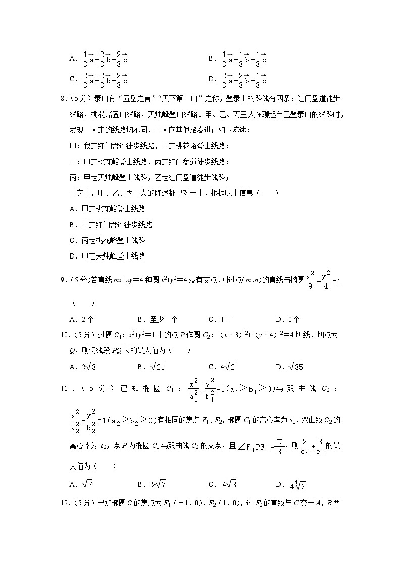 2022-2023学年内蒙古包头四中高二（上）期末数学试卷（理科）第2页