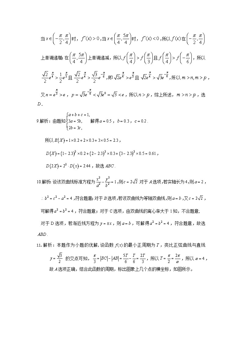 2024数学市一模 答案第2页