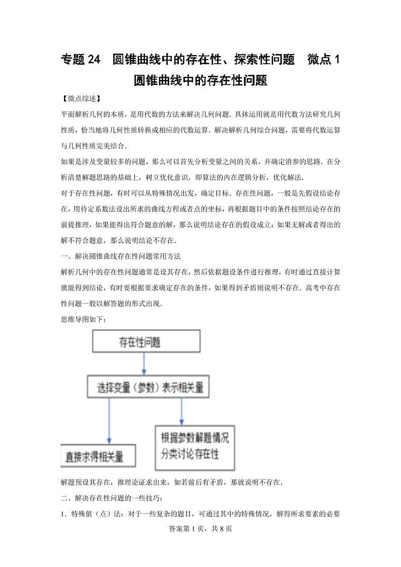 专题31  圆锥曲线中的存在性、探索性问题01