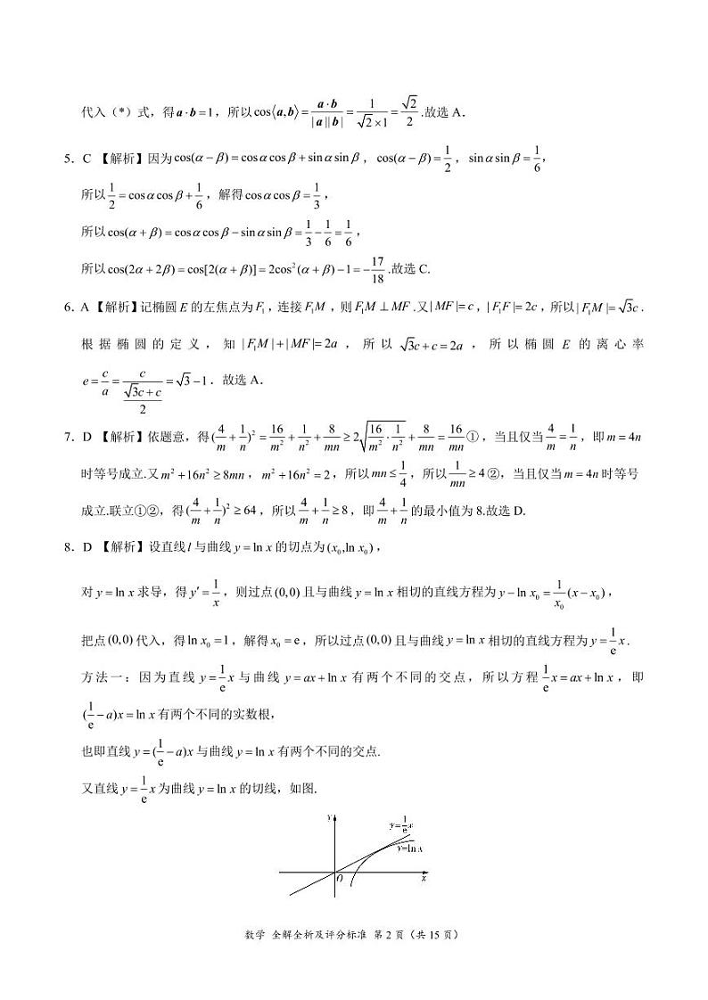 2024 届高三 1 月大联考（新课标卷）（新疆专用）数学参考答案第2页