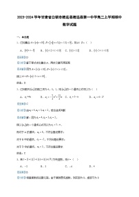 2023-2024学年甘肃省白银市靖远县靖远县第一中学高二上学期期中数学试题含答案