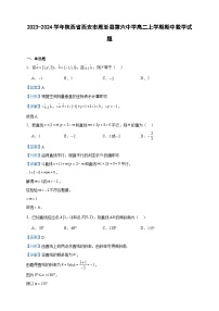 2023-2024学年陕西省西安市周至县第六中学高二上学期期中数学试题含答案