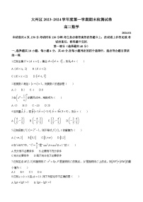 北京市大兴区2023-2024学年高三上学期期末数学试卷（Word版附答案）