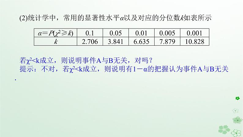 新教材2023版高中数学第四章概率与统计4.3统计模型4.3.2独立性检验课件新人教B版选择性必修第二册08