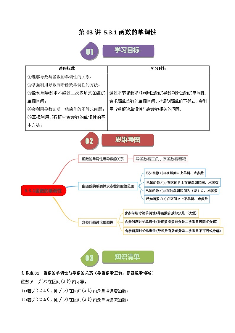 第03讲 5.3.1函数的单调性（9类热点题型讲练）-高二数学同步讲练测（人教A版选择性必修第二册）01