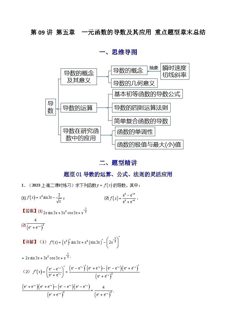 第09讲 第五章  一元函数的导数及其应用 重点题型章末总结（解析版）第1页