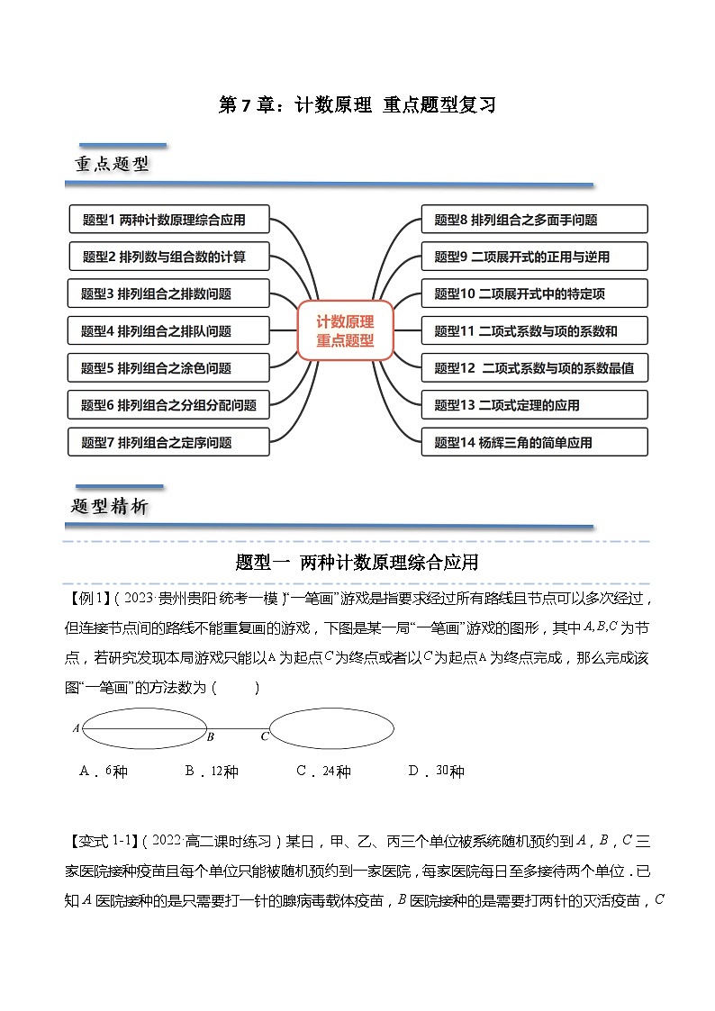 第7章：计数原理 重点题型复习（原卷版）第1页