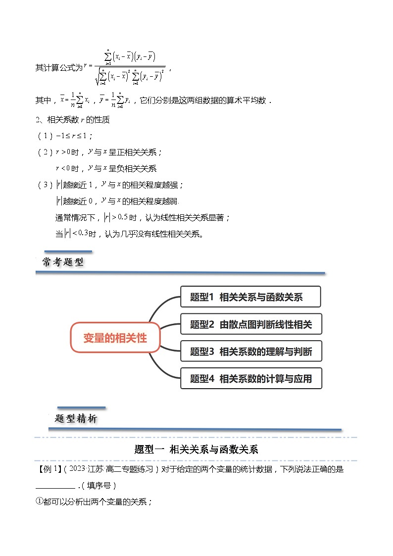 9.1.1 变量的相关性-2023-2024学年高二数学同步讲练测(苏教版选择性必修第二册)02