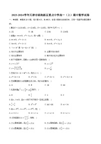 2023-2024学年天津市滨海新区重点中学高一（上）期中数学试卷（含解析）