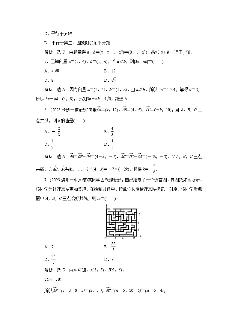 25平面向量的基本定理及坐标表示专项训练—2024届艺术班高考数学一轮复习（文字版  答案）第2页