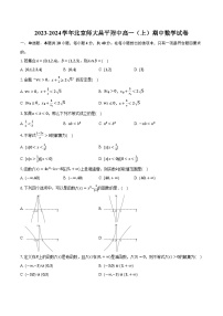 2023-2024学年北京师大昌平附中高一（上）期中数学试卷（含解析）