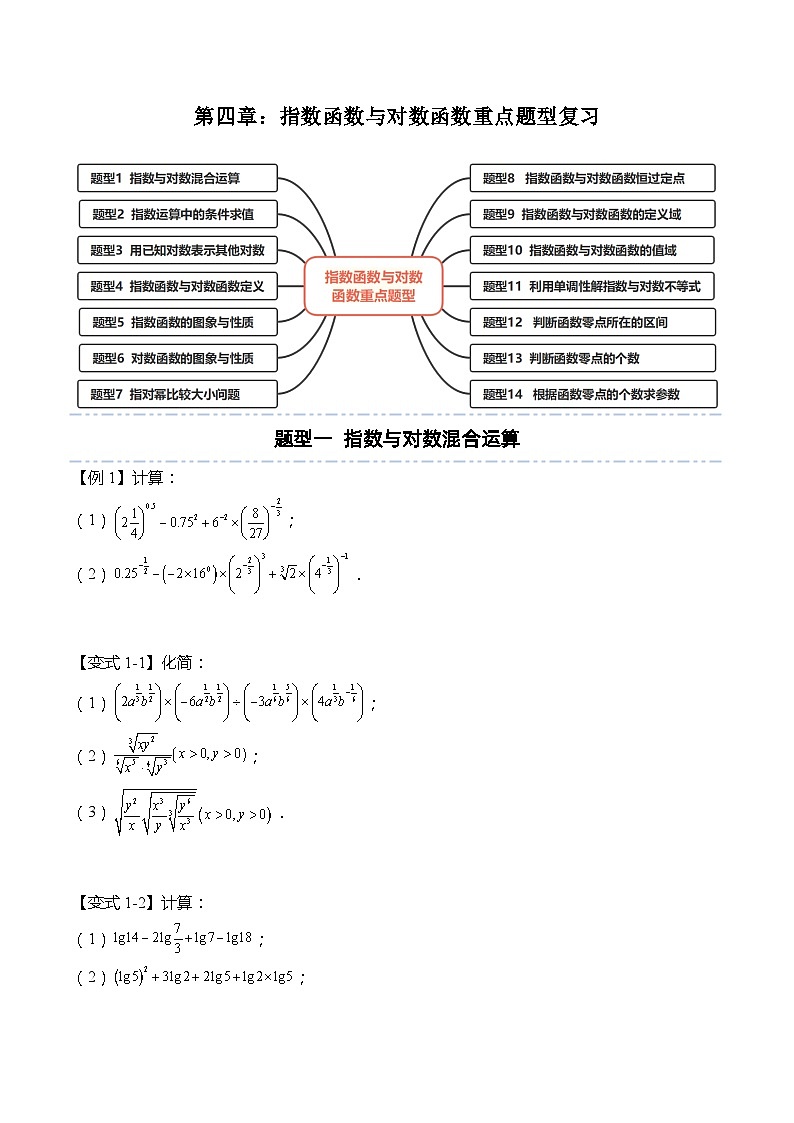 第四章：指数函数与对数函数重点题型复习（原卷版）第1页