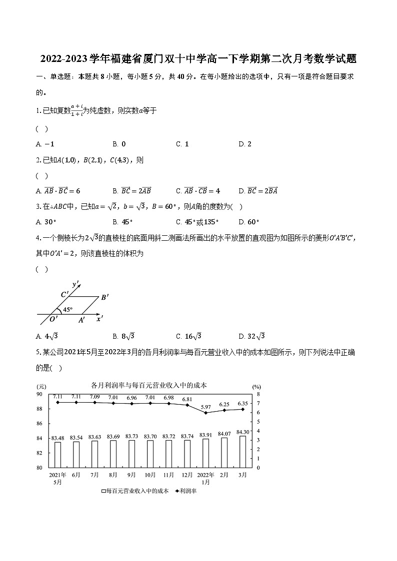 2022-2023学年福建省厦门双十中学高一下学期第二次月考数学试题（含解析）01
