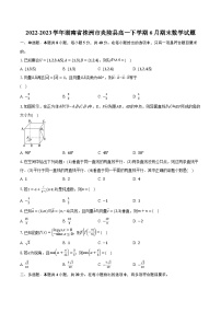 2022-2023学年湖南省株洲市炎陵县高一下学期6月期末数学试题（含解析）