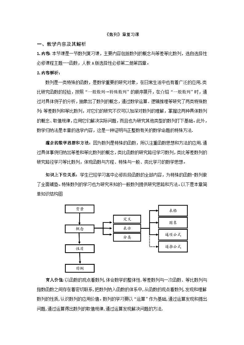 第四章数列章复习课教学设计- 高中数学人教A版（2019）选择性必修第二册01