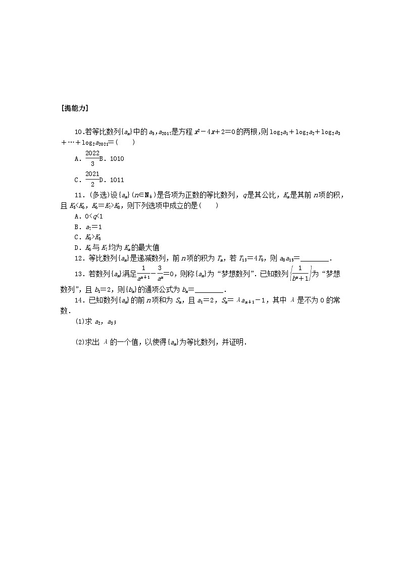 新教材2023版高中数学课时作业八等比数列与指数函数湘教版选择性必修第一册02