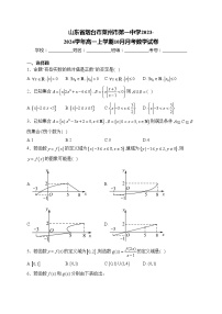 山东省烟台市莱州市第一中学2023-2024学年高一上学期10月月考数学试卷(含答案)
