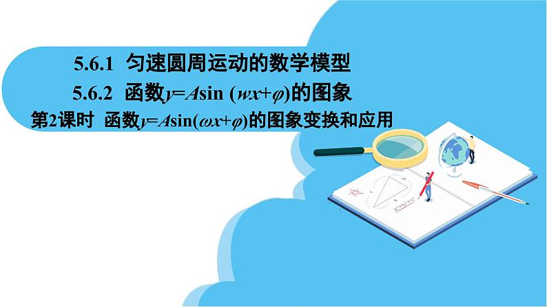 人教A版高中数学必修第一册课件 第5章 5.6.1 匀速圆周运动的数学模型  5.6.2 函数y=Asin (wx+φ)的图象 第2课时 函数y=Asin (wx+φ)的图象变换和应用（课件）第2页