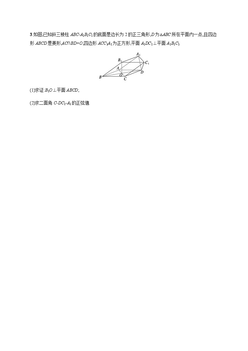 新高考数学二轮复习专题突破练15空间位置关系、空间角的向量方法含答案03