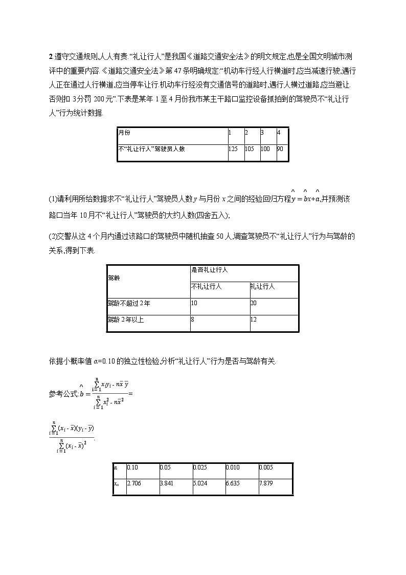 新高考数学二轮复习专题突破练17统计与统计案例含答案第2页