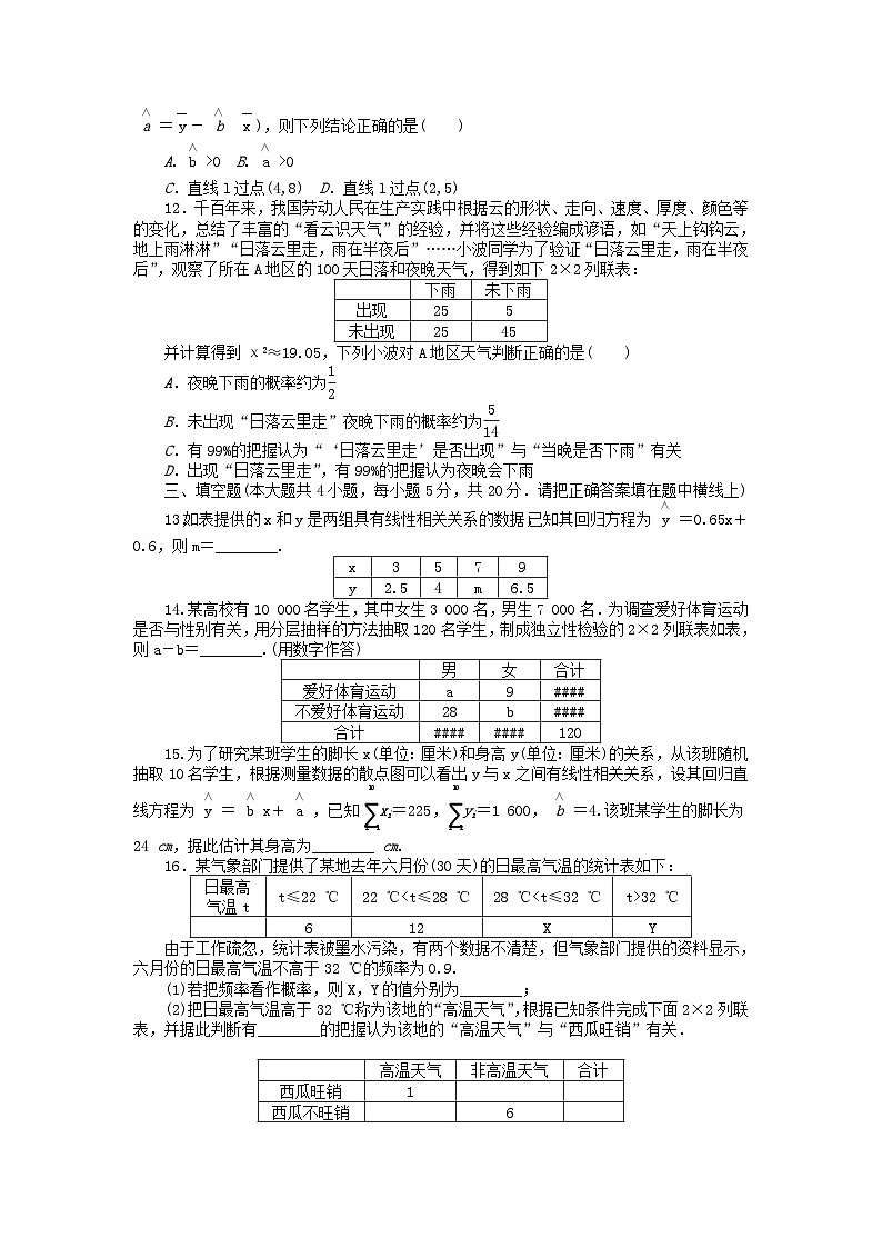新教材2023版高中数学第七章统计案例章末质量检测北师大版选择性必修第一册03