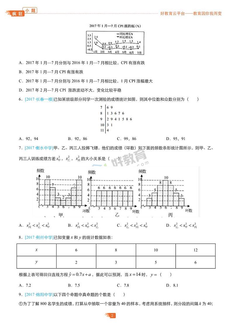 疯狂专练12 统计-学生版（理）第2页
