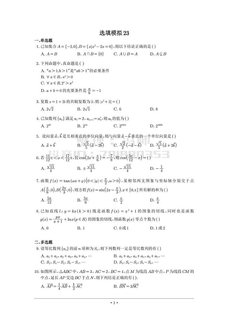选填模拟（新高考） (23)第1页