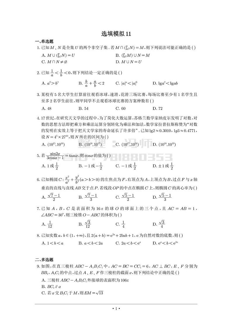 选填模拟（新高考） (11)第1页