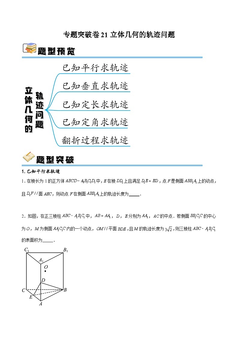 专题突破卷21 立体几何的轨迹问题-备战2024年高考数学一轮复习高分突破（新高考通用）01
