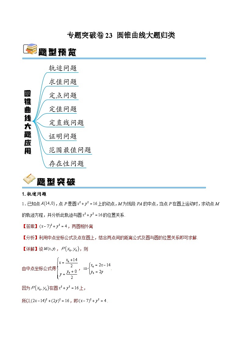 专题突破卷23 圆锥曲线大题归类-备战2024年高考数学一轮复习高分突破（新高考通用）01