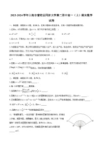 2023-2024学年上海市普陀区同济大学第二附中高一（上）期末数学试卷(含解析）