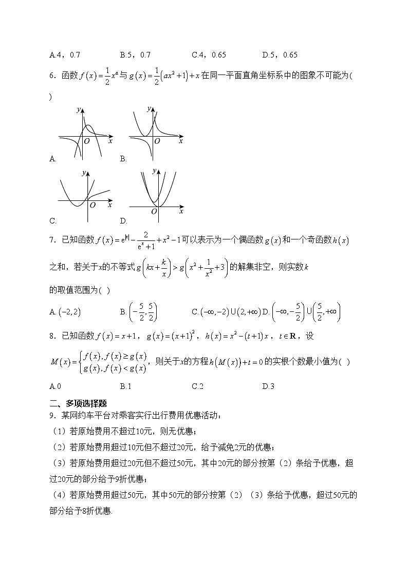 安徽省2023-2024学年高一上学期12月冬季阶段性检测数学试卷(含答案)第2页
