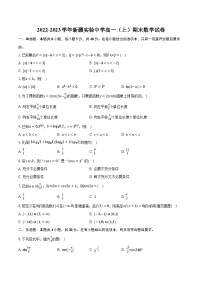 2022-2023学年新疆实验中学高一（上）期末数学试卷（含解析）