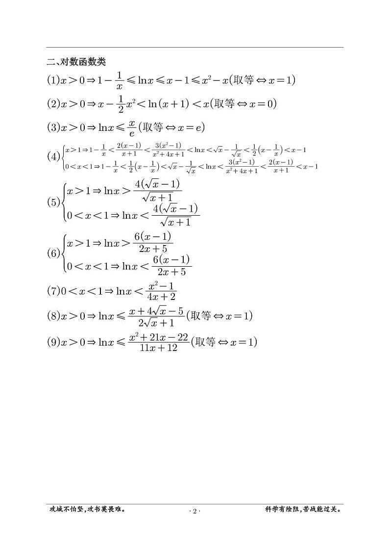 高考数学二轮专题复习——函数放缩公式集锦第2页
