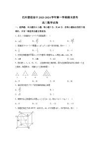 新疆巴音郭楞蒙古自治州普通高中2023-2024学年高二（上）1月期末考试数学试题（含解析）