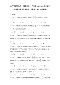 12平面解析几何（圆锥曲线）-广东省2023-2024学年高三上学期期末数学专题练习（人教版A版，