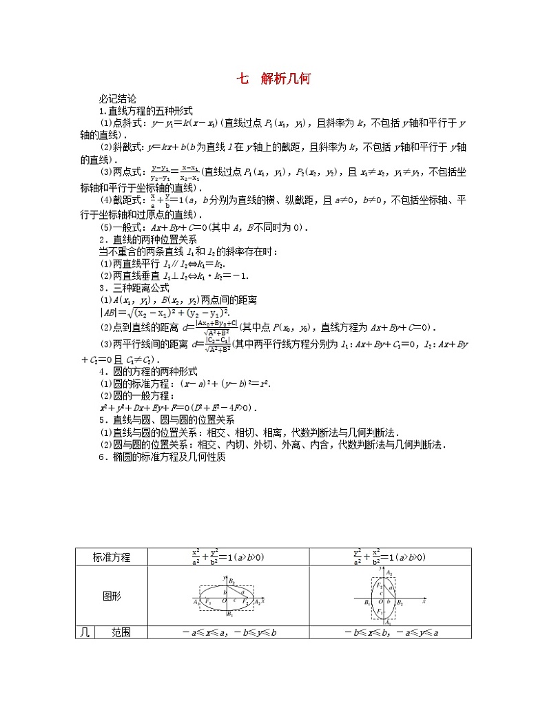 新教材2024高考数学二轮专题复习分册二探究一七解析几何01