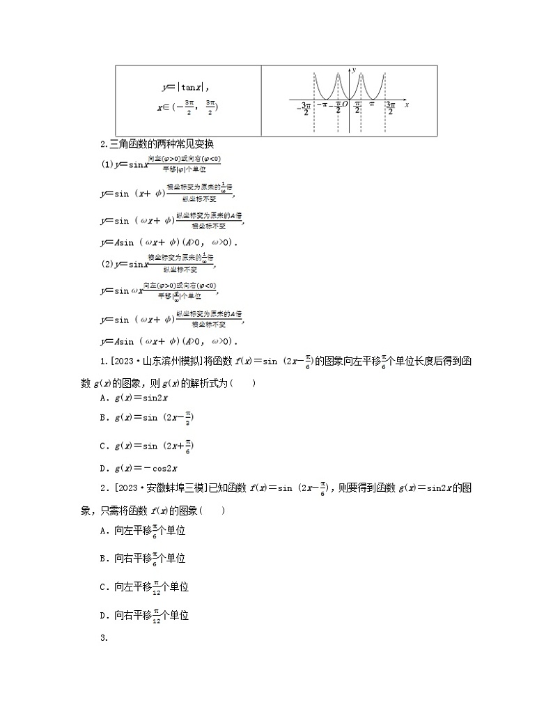 新教材2024高考数学二轮专题复习分册一专题二三角函数解三角形第二讲三角函数的图象与性质__小题备考微专题1三角函数的图象第2页