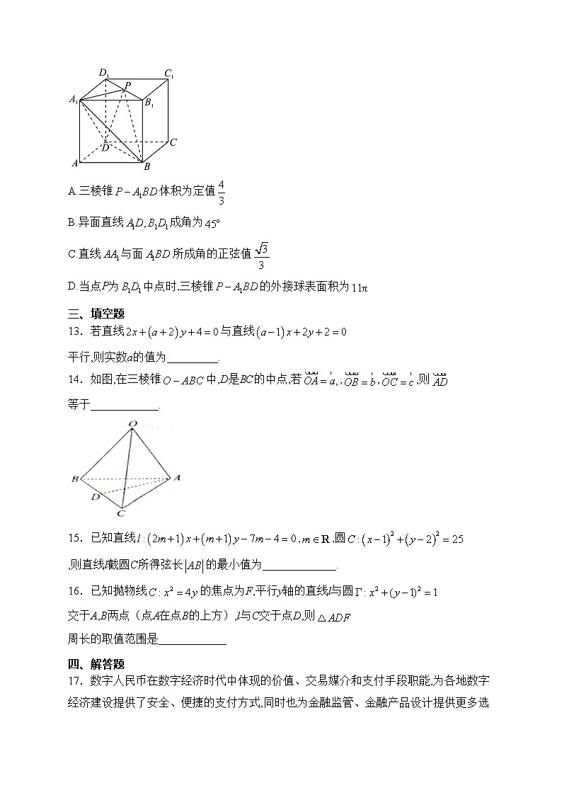 绵阳南山中学实验学校2023-2024学年高二上学期期末模拟（四）数学试卷(含答案)第3页