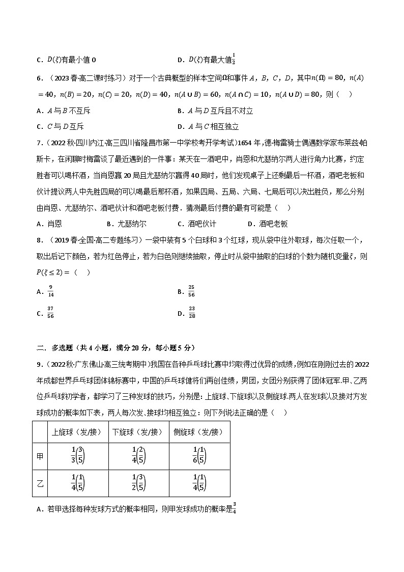 专题6.7 概率（能力提升卷）-2023-2024学年高二数学必考考点各个击破（北师大版选择性必修第一册）02