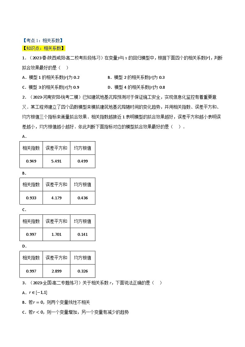 专题7.1 一元线性回归问题（3类必考点）-2023-2024学年高二数学必考考点各个击破（北师大版选择性必修第一册）02