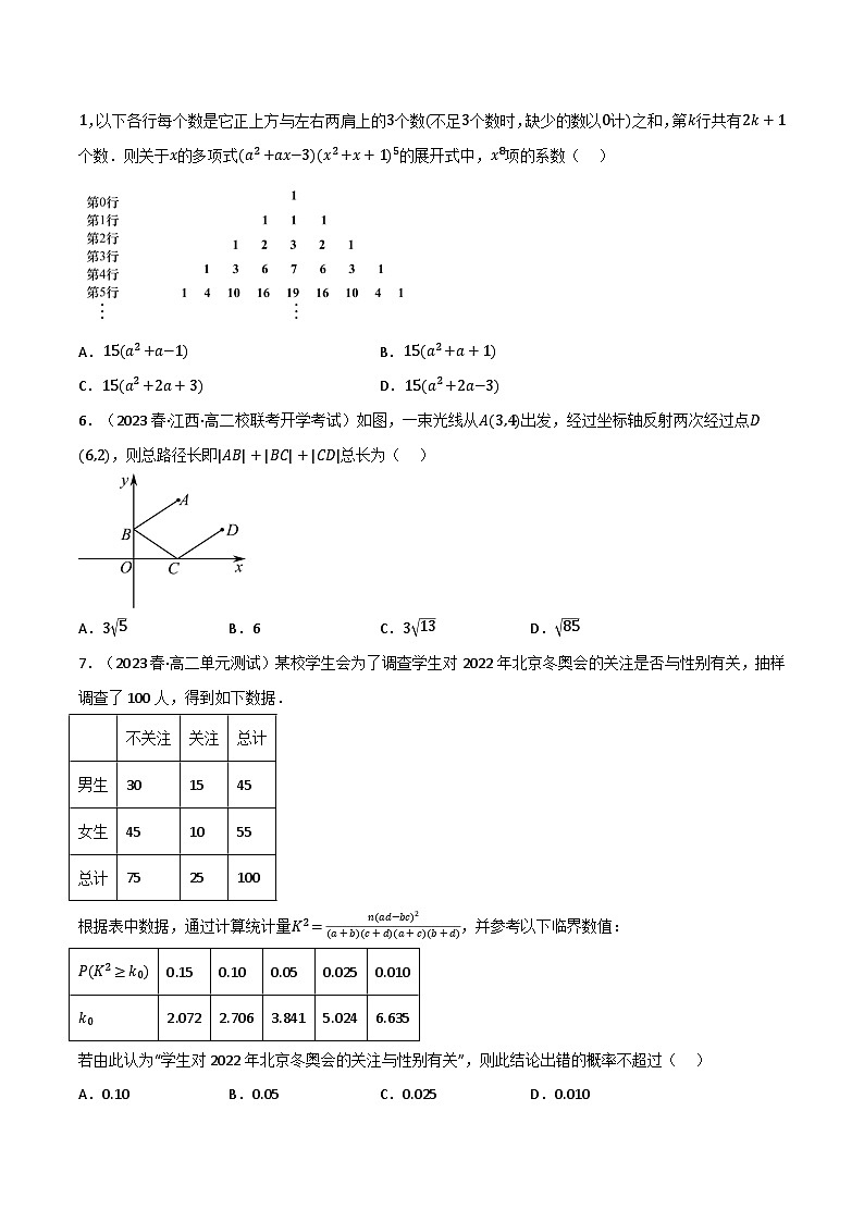 专题8.3 选择性必修第一册综合检测3-2023-2024学年高二数学必考考点各个击破（北师大版选择性必修第一册）02