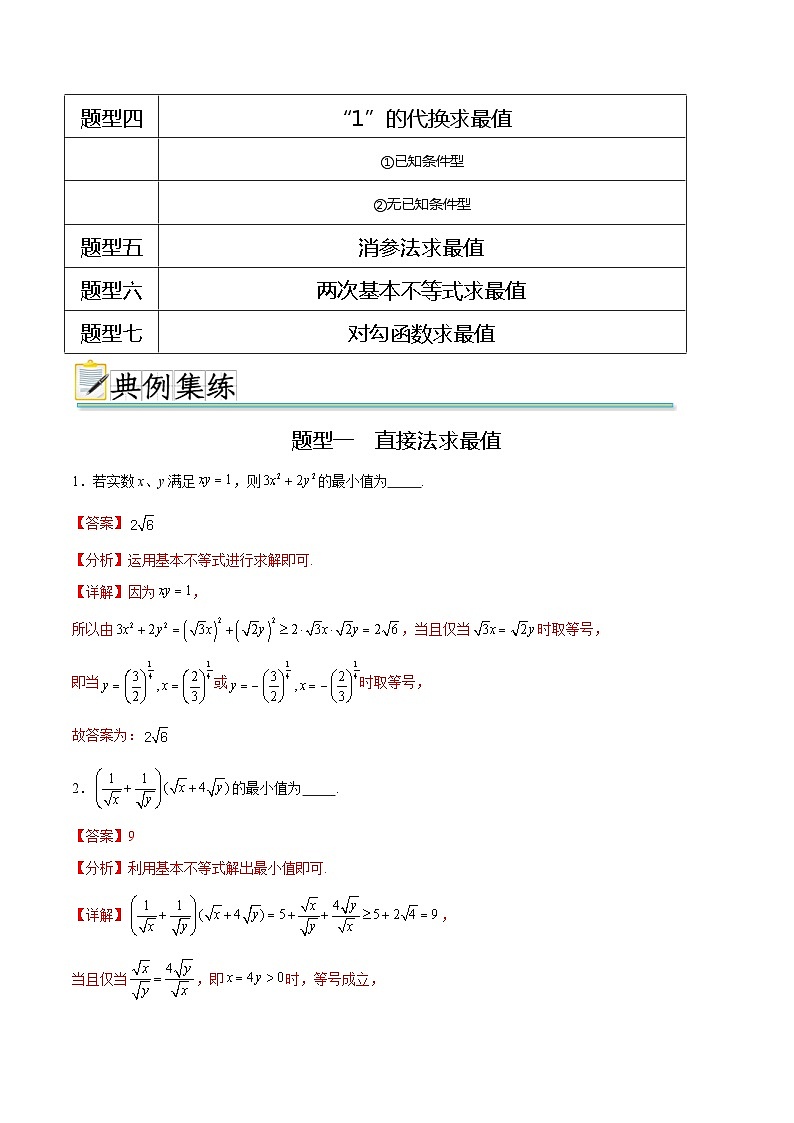 专题2.3 基本不等式求最值（强化训练）-高一数学重难点突破及混淆易错规避（人教A版必修第一册）02