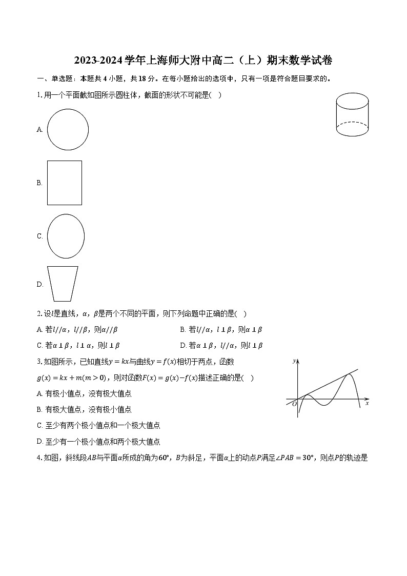 2023-2024学年上海师大附中高二（上）期末数学试卷（含解析）第1页