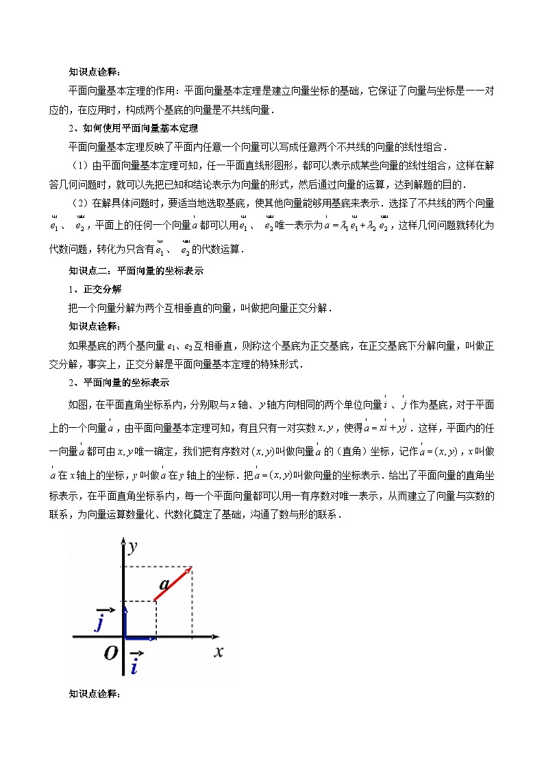 【寒假作业】高中数学 高一寒假巩固提升训练 专题03+平面向量基本定理及坐标表示（六大考点）-练习02