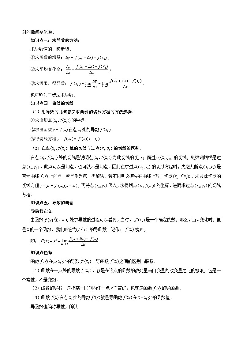 【寒假作业】人教A版2019 高中数学 高二寒假提升训练专题01 导数的概念及其意义 （九大题型）-练习03