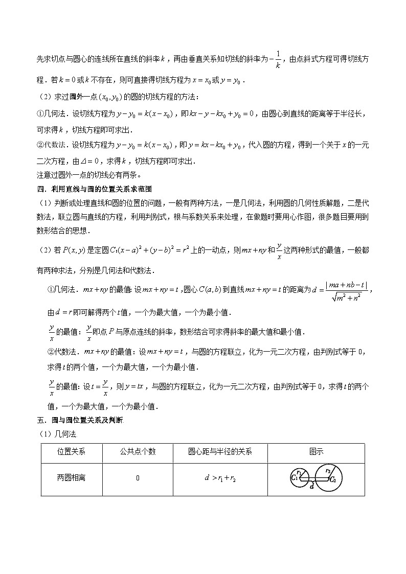 【寒假作业】沪教版2020 高中数学 高二寒假巩固提升训练 专题07直线与圆，圆与圆的位置关系（五大考点+过关检测）-练习.zip03